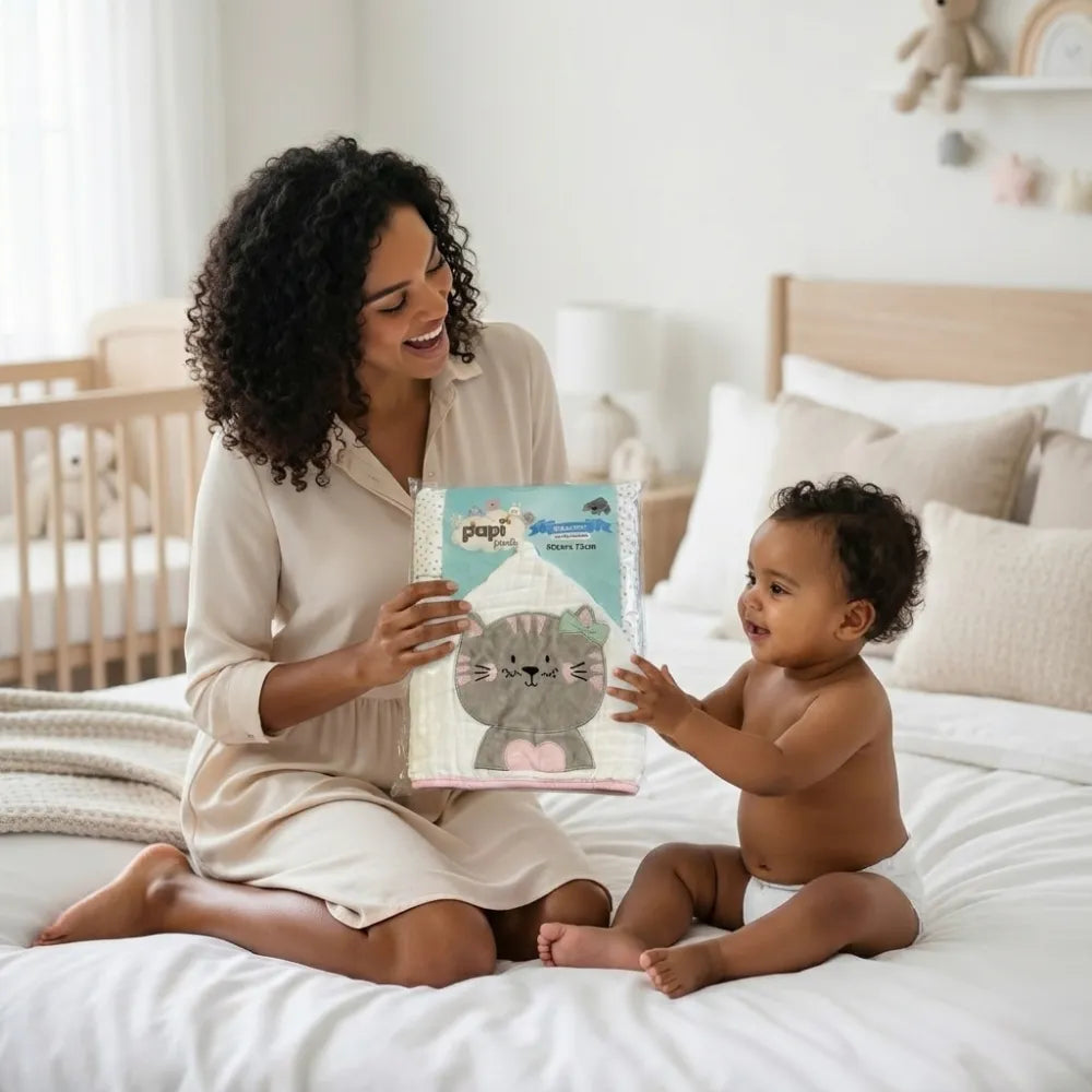 Toalha de Banho Bebe com Capuz - Gatinha Mimi