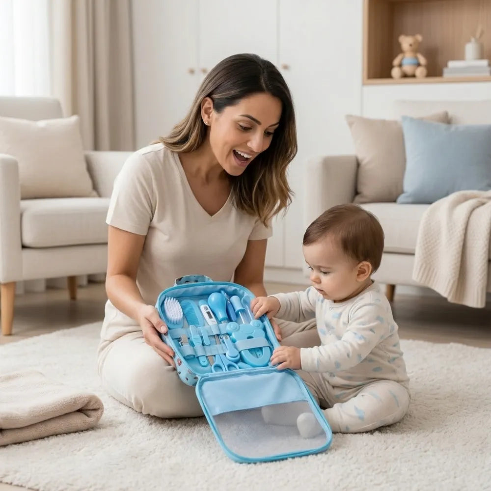 kit higiene do bebê com estojo organizador, ideal para rotina diária de cuidados com o bebê