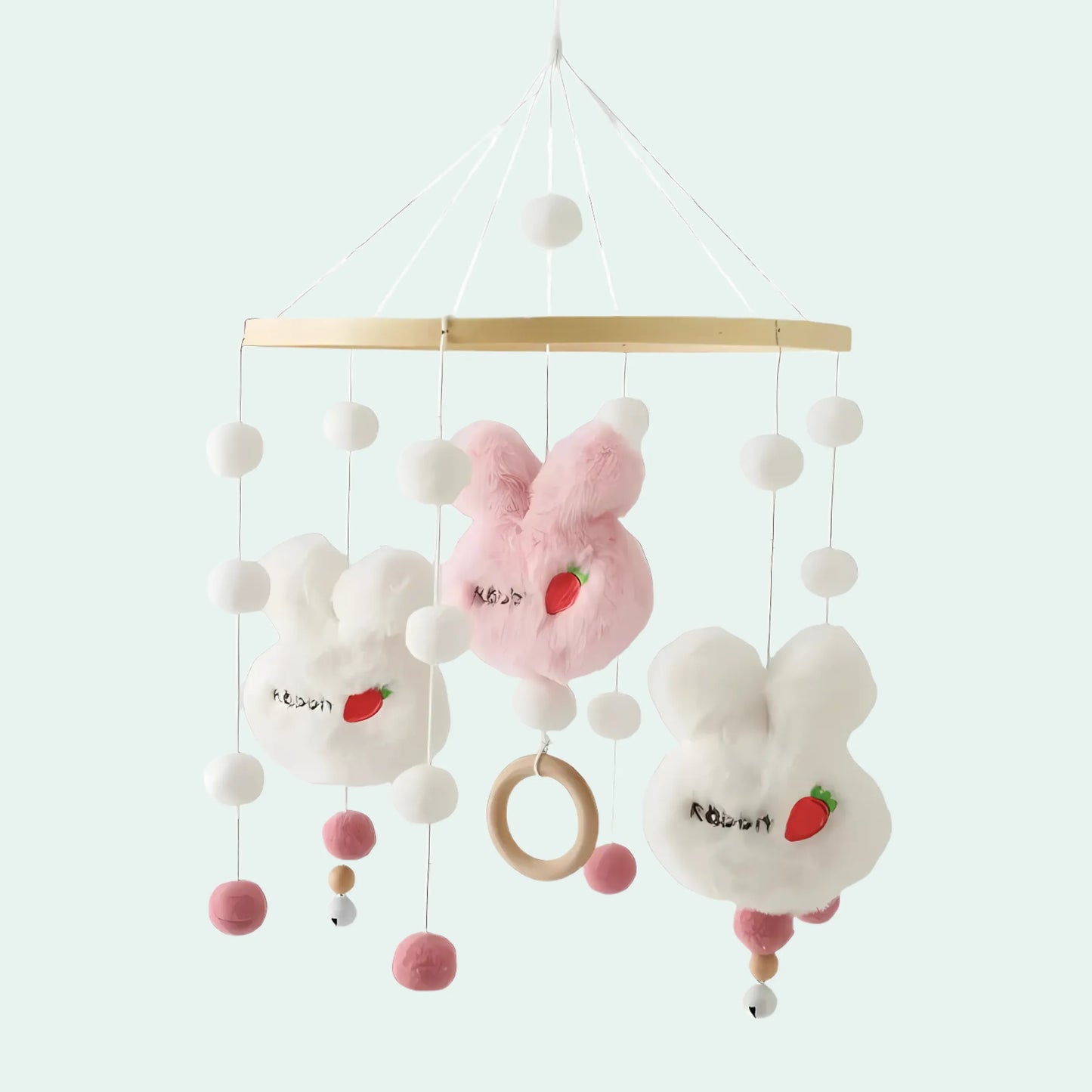 Mobile de Pelúcias e pompons para Berços - MAMATELA