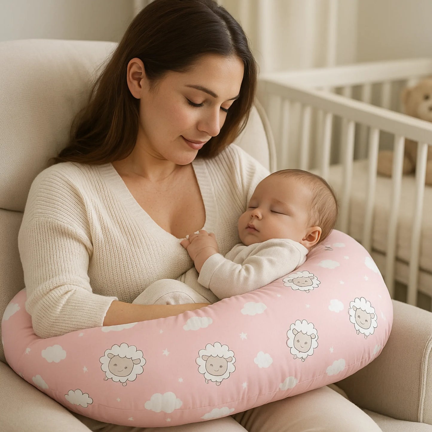 Almofada de Amamentação - Ovelhinhas de Algodão - MAMATELA