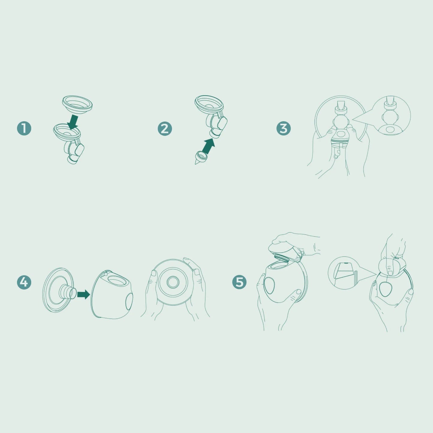 Guia ilustrado de montagem da bomba tira leite elétrica Babuu Confort passo a passo – Mamatela