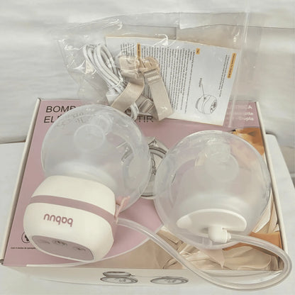 Kit completo da bomba tira leite elétrica Babuu Confort com acessórios, manual e cabos – Mamatela