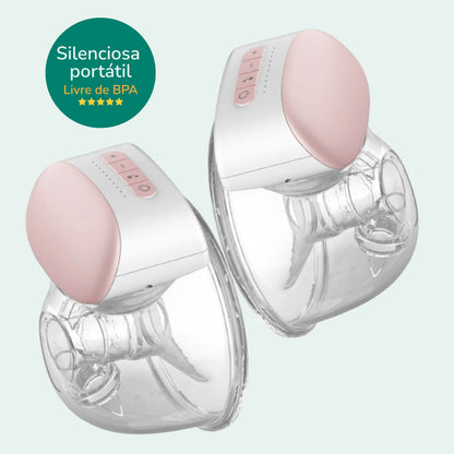Duas bombas tira-leite elétricas Mamatela, silenciosas, portáteis e livres de BPA, ideais para uso prático no dia a dia.