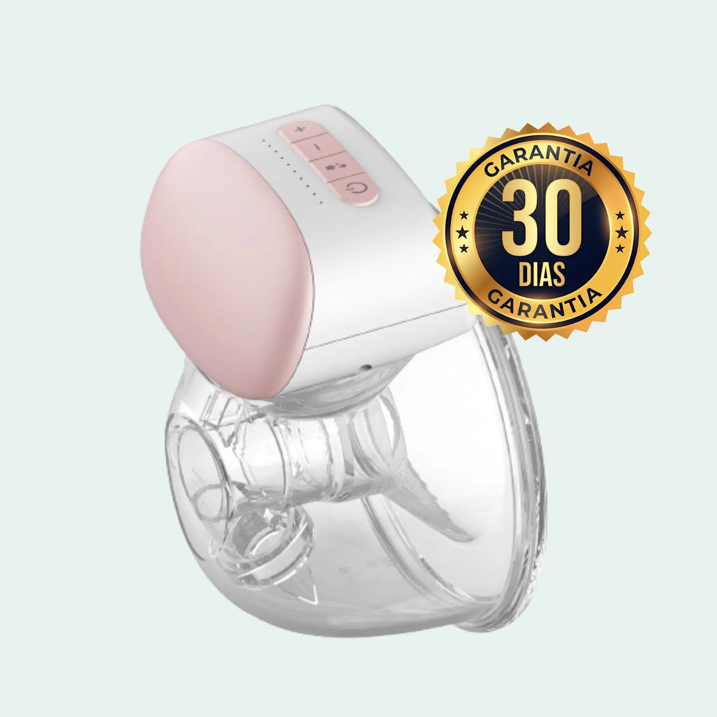 Bomba de tirar leite elétrica com frasco de 240 ml e selo de garantia de 30 dias.