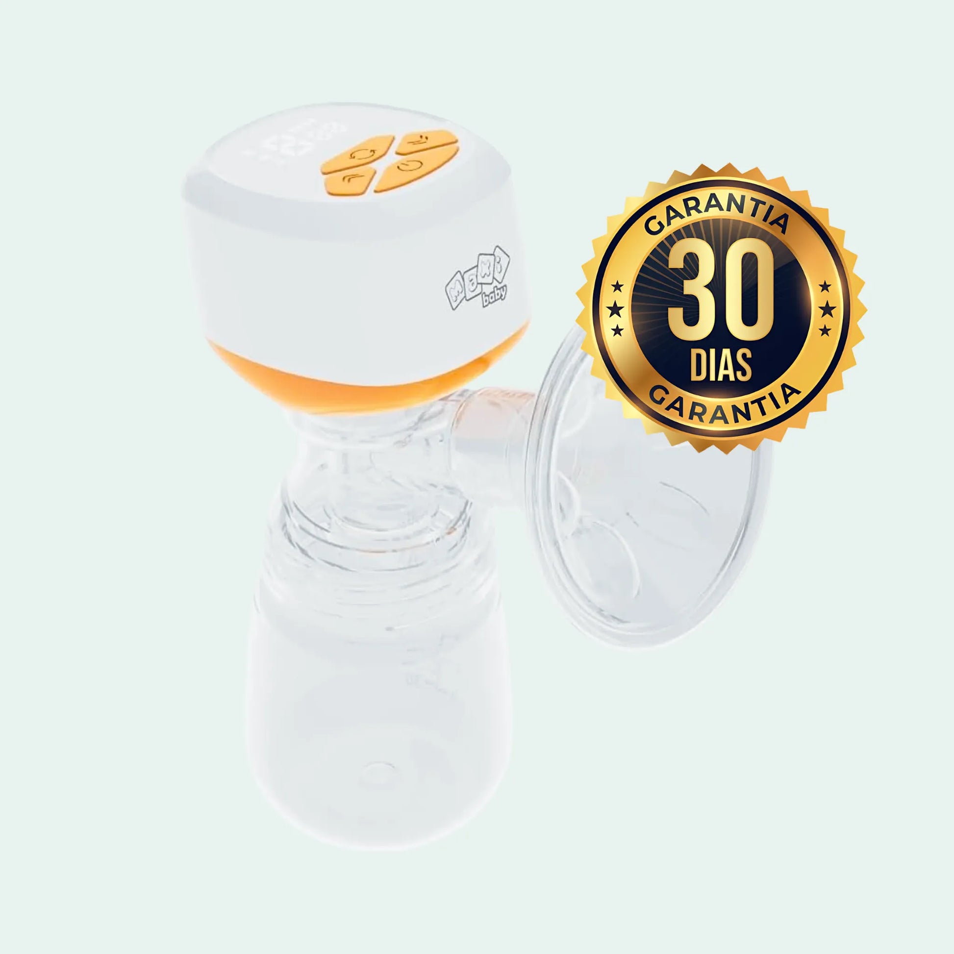 Bomba de tirar leite elétrica Maxi Baby com frasco de 180 ml e selo de garantia de 30 dias.