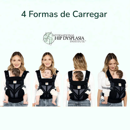 Canguru ergonômico Ergobaby promovendo postura correta e conforto para o bebê
