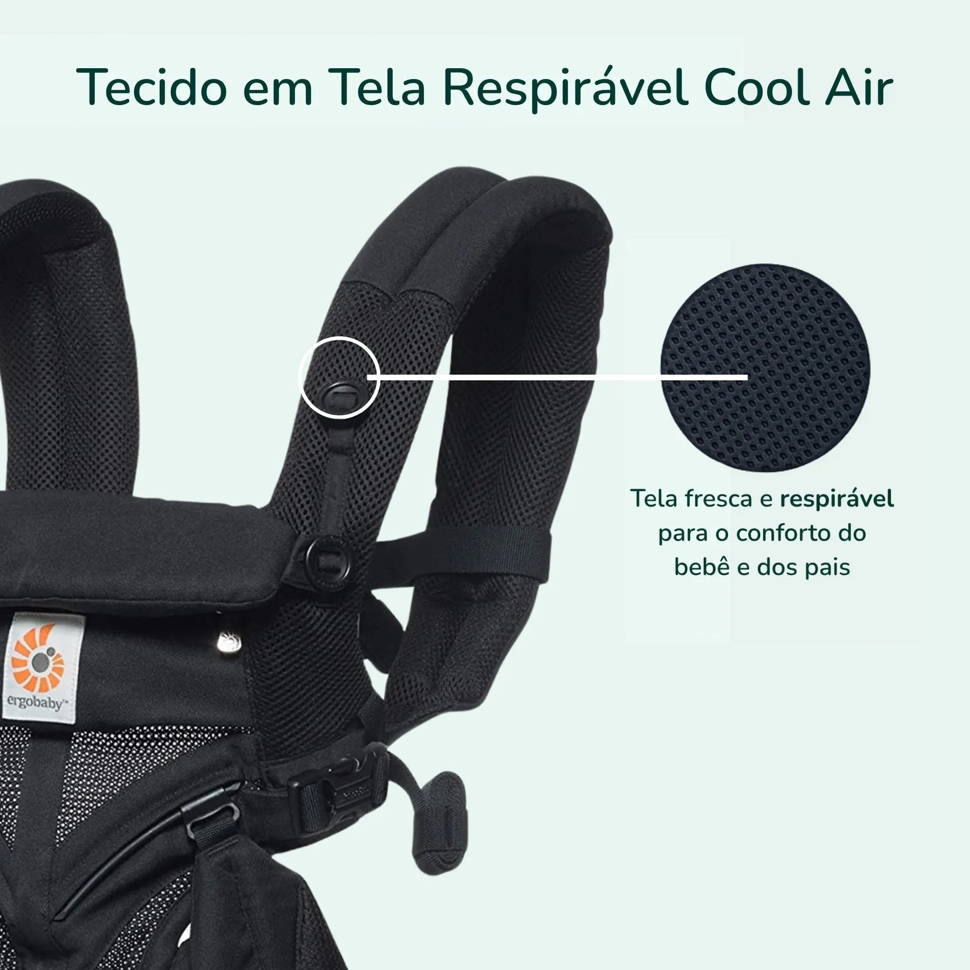 Detalhes do canguru Ergobaby ergonômico para bebê com tecido respirável Cool Air