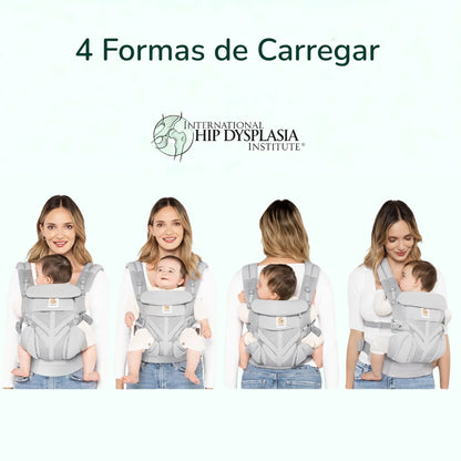 Canguru ergonômico Ergobaby promovendo postura correta com 4 posições e conforto para o bebê
