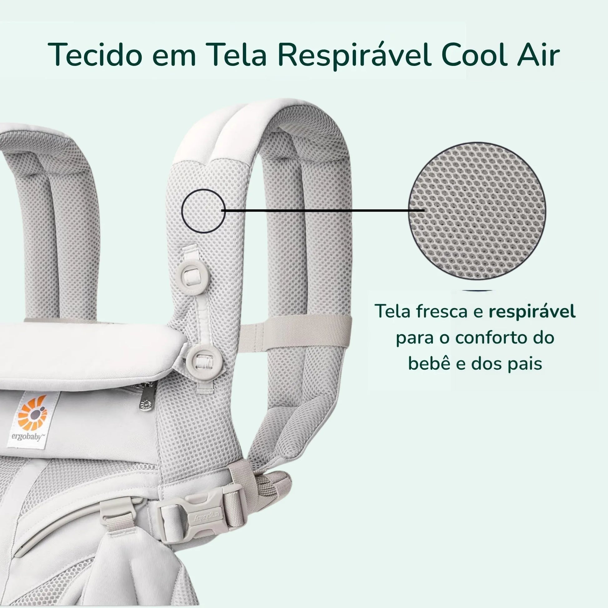 Detalhes do canguru Ergobaby ergonômico para bebê com tecido respirável Cool Air