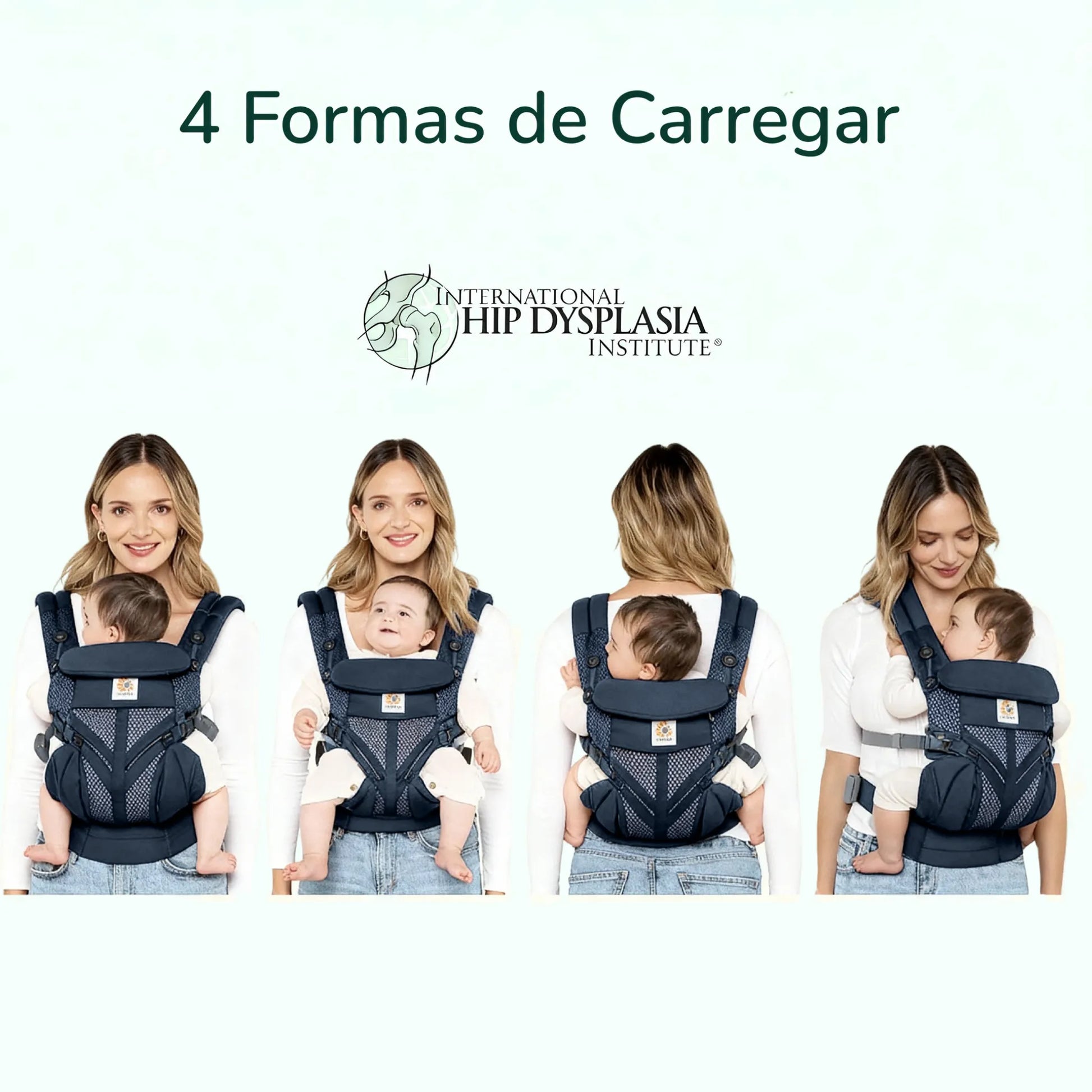 Canguru ergonômico Ergobaby promovendo postura correta com 4 posições e conforto para o bebê