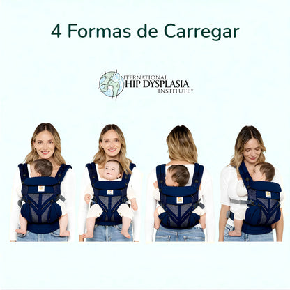 Canguru ergonômico Ergobaby promovendo postura correta com 4 posições e conforto para o bebê