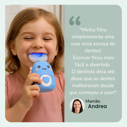 Escova infantil elétrica UTootch 360° azul com formato em U – escova de dente elétrica infantil recarregável