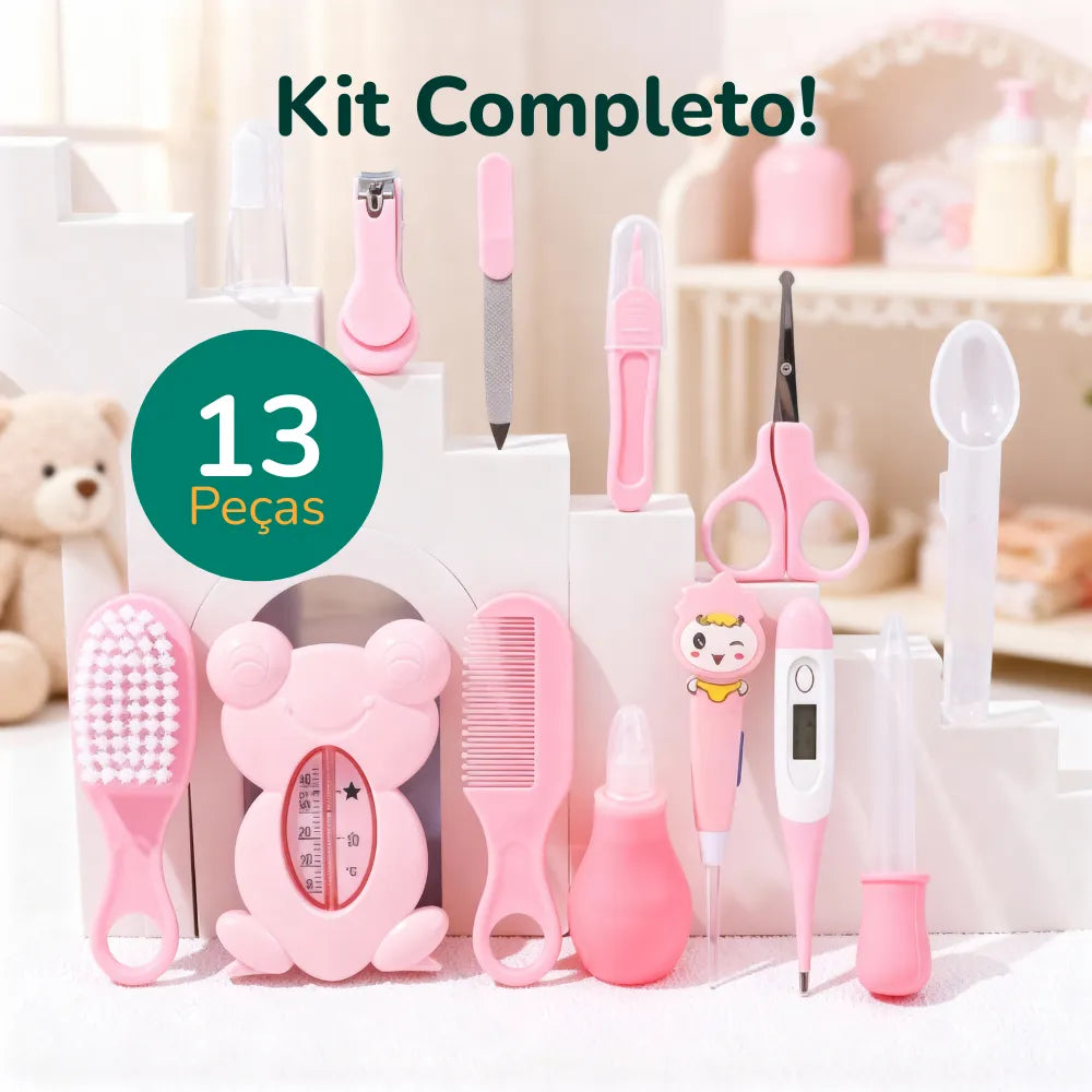 kit higiene para bebê completo com 13 peças, ideal para recém nascido e cuidados diários