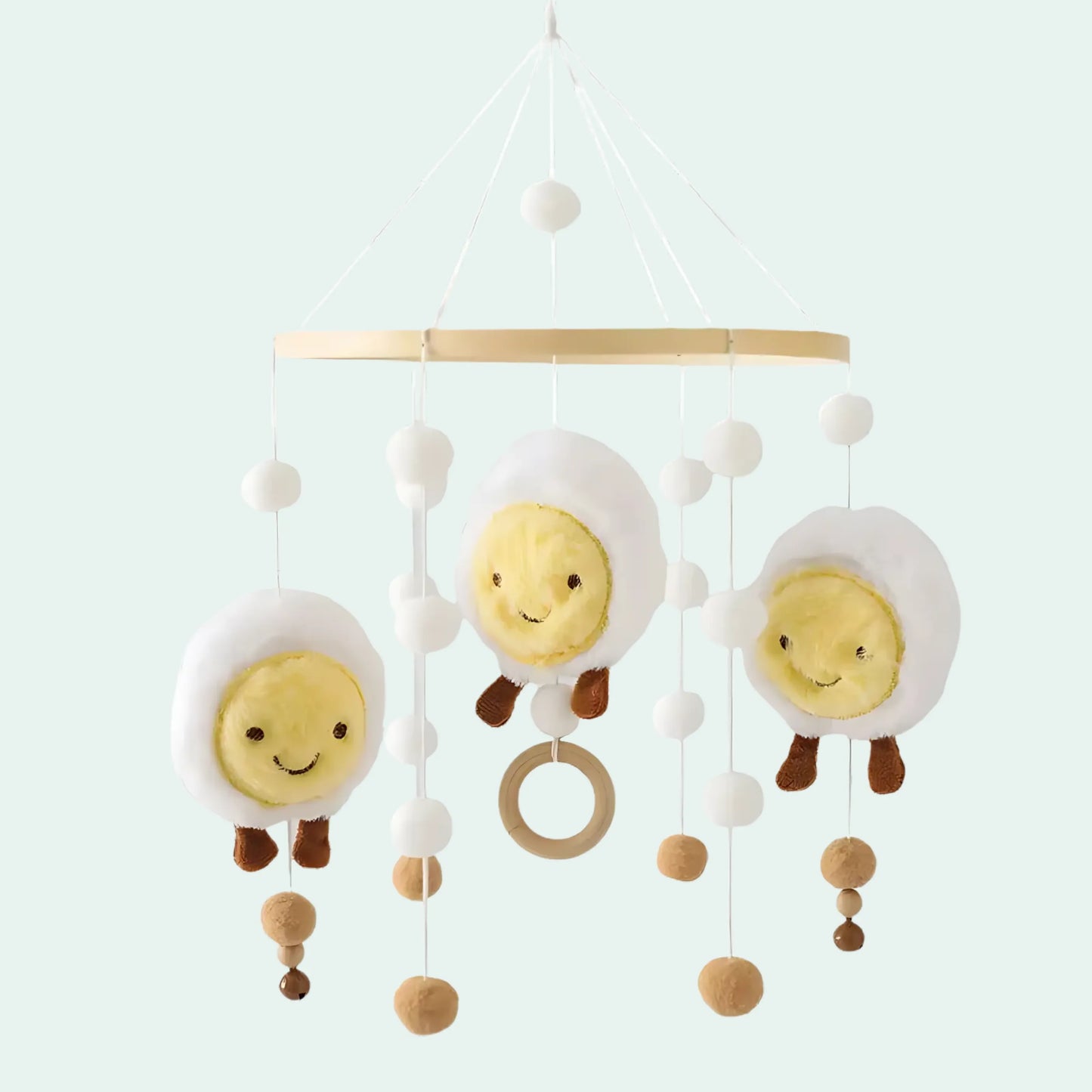 Mobile de Pelúcias e pompons para Berços - MAMATELA
