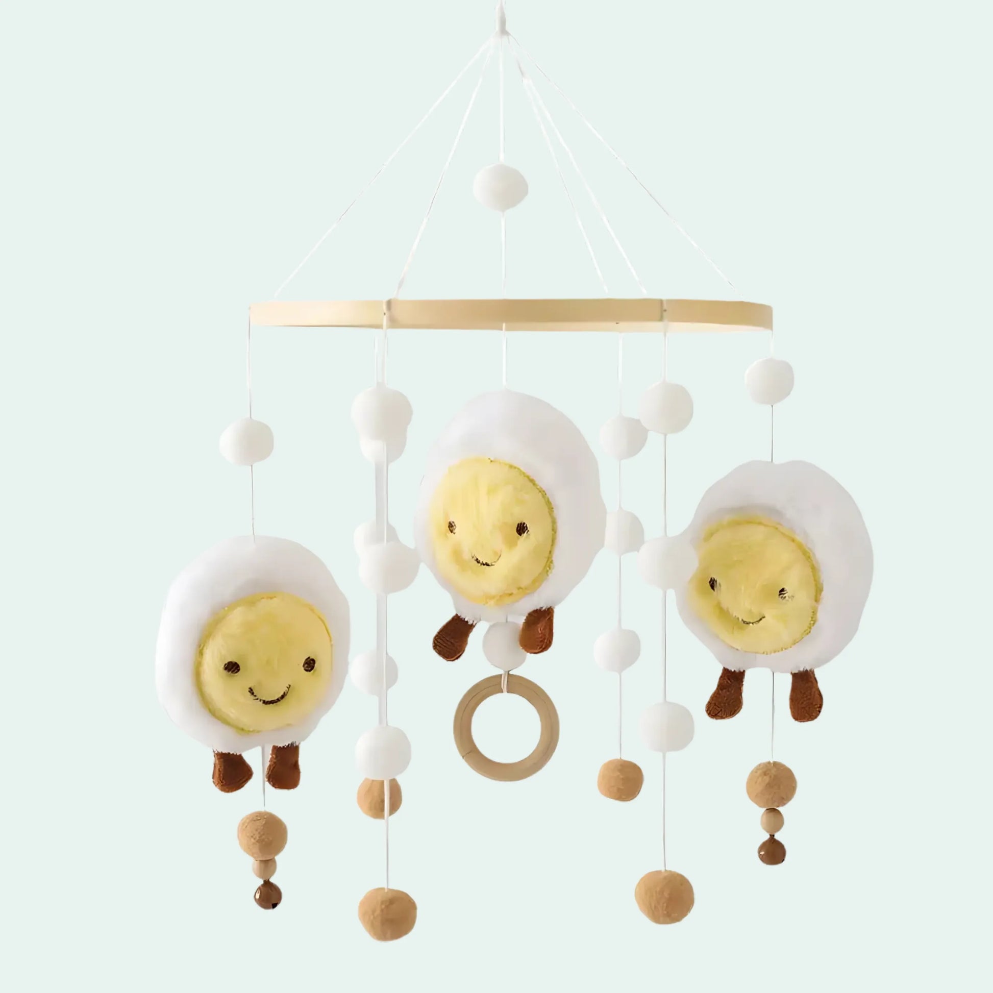 Mobile de Pelúcias e pompons para Berços - MAMATELA