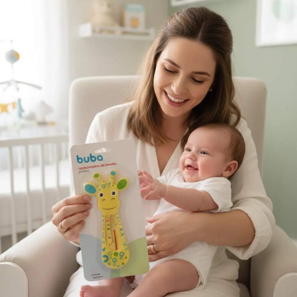 termômetro bebê para banho embalado, ideal para controle da temperatura da água