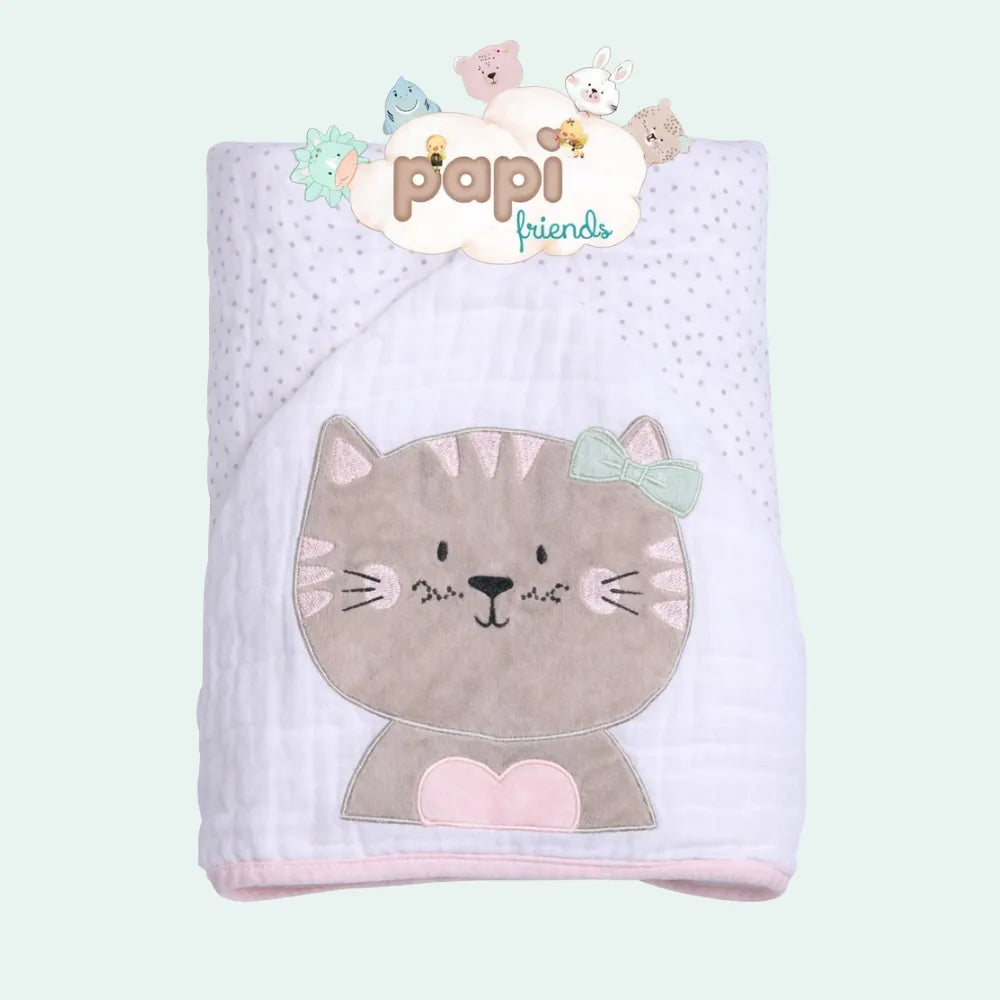 Toalha de Banho Bebe com Capuz - Gatinha Mimi